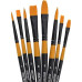 Brustro Artists Gold Taklon Brushes For Acrylics, Oil And Watercolour Set Of 10 - Long Handle