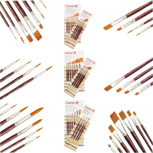 Camel Synthetic Gold Brushes - Round & Flat - Series 66 & 67